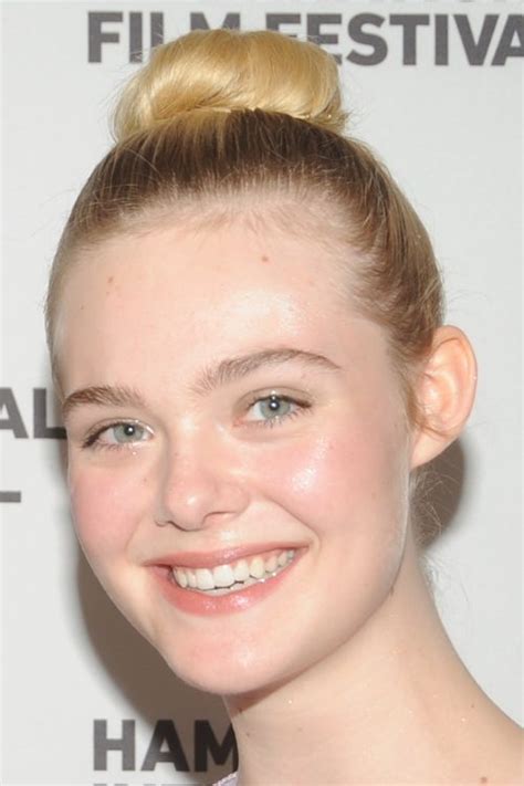Elle Fanning Straight Medium Brown Bun Ombré Hairstyle Steal Her Style