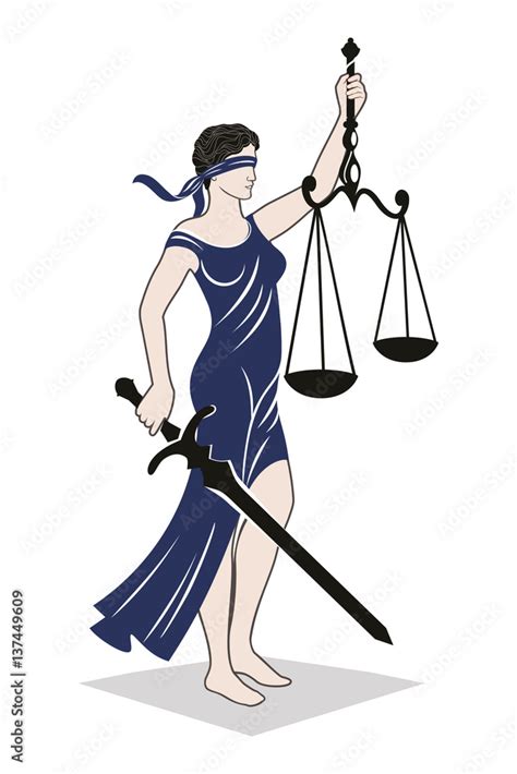 Lady Justice Law Vector Illustration Of Themis Statue Holding Scales