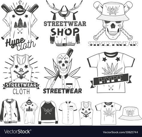 Set Of Streetwear Shop Logos Emblems Royalty Free Vector