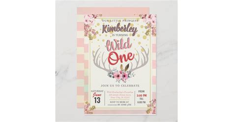 Pink Wild One Girl Birthday Invitation Zazzle