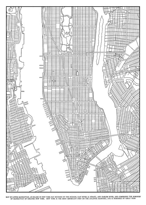 1944 New York City Manhattan Grid Map Vintage Black By Themapshop