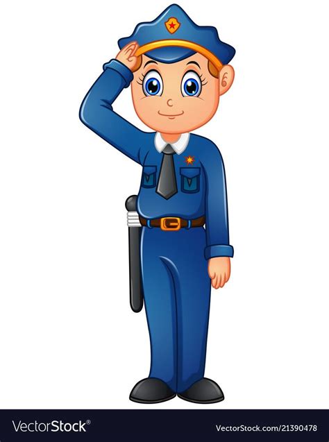 He'll send you his address. Happy police cartoon vector image on VectorStock ...