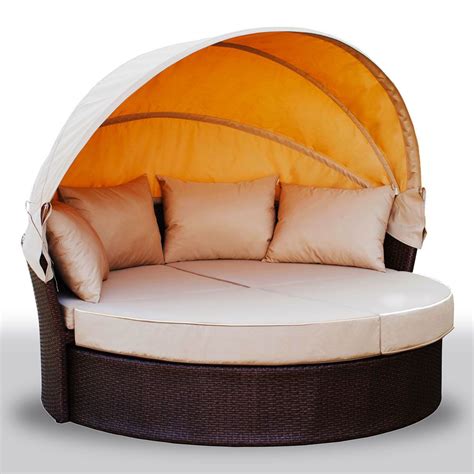 Check spelling or type a new query. Erith Wicker Outdoor Furniture Day Bed w/ Canopy - Grey ...