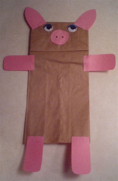 Creative Bang Paper Bag Pig Puppet