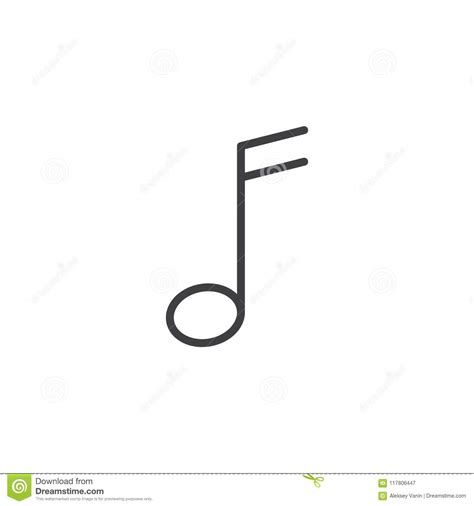 Semiquaver Music Note Outline Icon Stock Vector Illustration Of Line