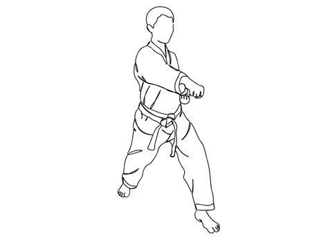 premium vector karate taekwondo player single line art drawing continues line vector illustration