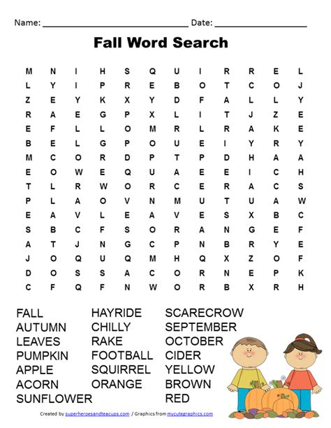 Printable Fall Word Searches