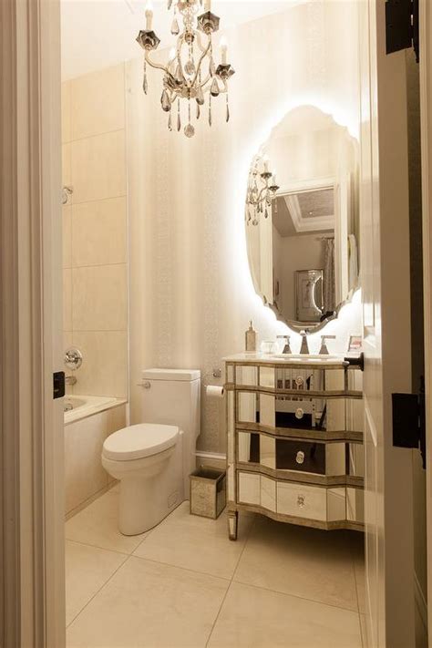 And that's great because it means you can get there are lots of stunning bathroom mirror ideas with multiple shapes and sizes there that you can fit with the bathroom. French Bathroom with Mirrored Sink Vanity - French - Bathroom