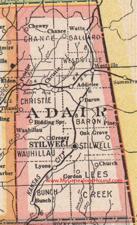 Adair County Oklahoma 1922 Map
