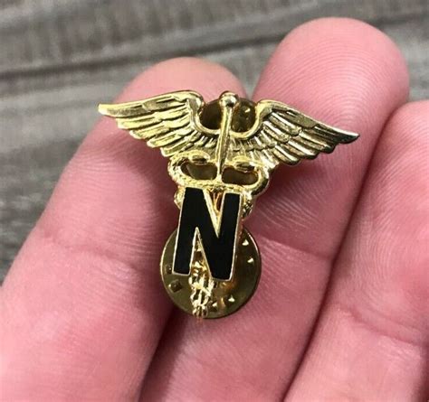 Us Army Nurse Corps Officer Medic Caduceus Lapel Letter N Pin