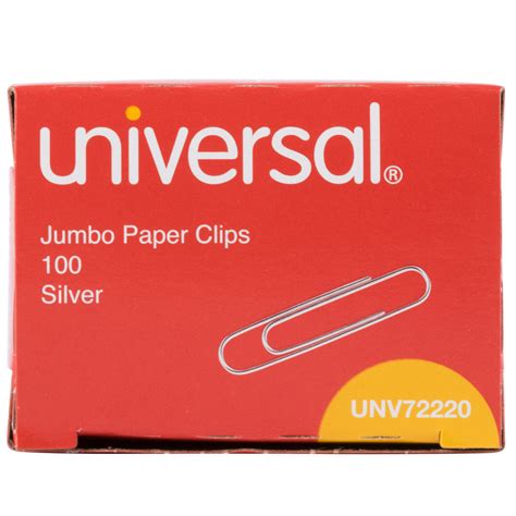 Universal Unv72220 Silver Smooth Finish Jumbo Paper Clip 1000box