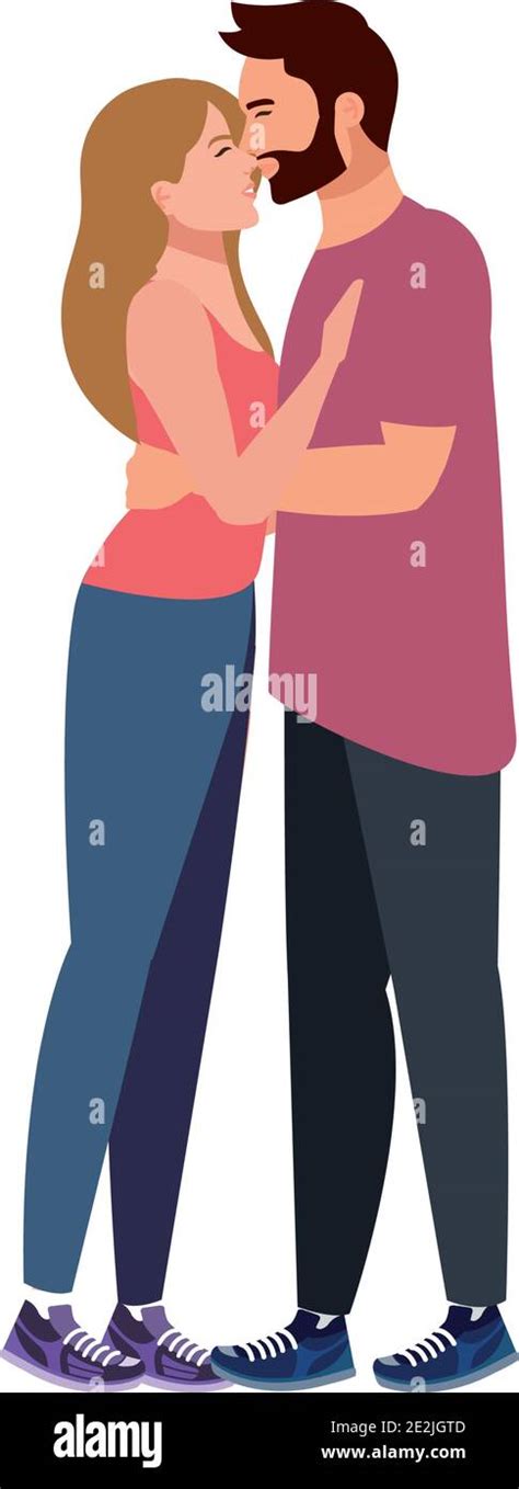 Young Lovers Couple Kissing Romantic Characters Stock Vector Image