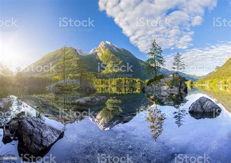 Hintersee Bavarian Lake In Berchtesgaden National Park Stock Photo