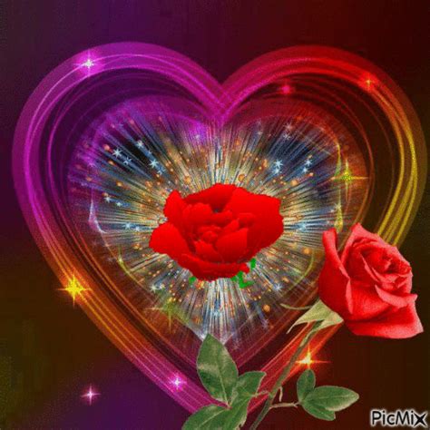Heart And Rose Colorful Heart Hearts And Roses Love You 