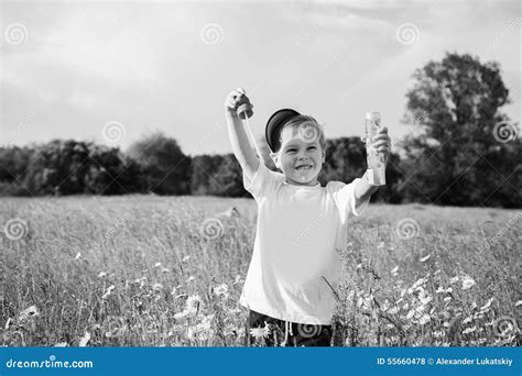 Little Boy Playing In The Field Stock Photo Image Of Horizontal
