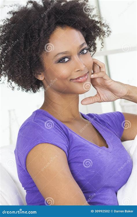 Happy Mixed Race African American Girl Stock Photo Image Of Eyes