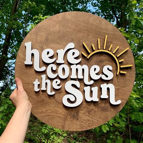 Here Comes The Sun Wood Sign Wood Wall Decor Cute Nursery Etsy