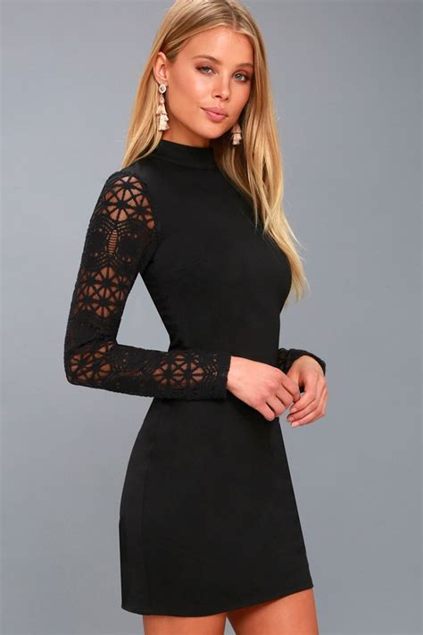 Grecerelle women's long sleeve loose plain maxi dresses casual long dresses wite pockets. Sexy Black Dress - Lace Long Sleeve Dress - Bodycon Dress ...