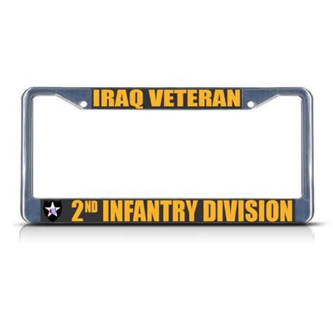 Iraq Veteran 2nd Infantry Division Army Metal License Plate Frame Tag