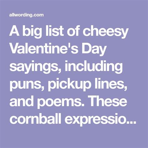 A Big List Of Cheesy Valentine S Day Sayings Including Puns Pickup