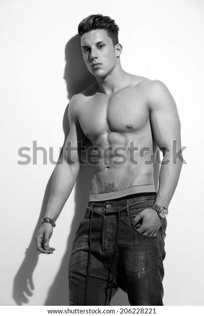 Sexy Portrait Very Muscular Shirtless Male Stock Photo 206228221