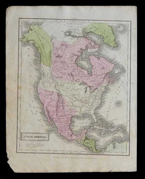 Original 1831 Map 9x12 Colorful Northern America Continent Full View