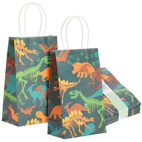 24 Pack Dinosaur Goody Bags With Handles 53x32x9 Inch For Kids