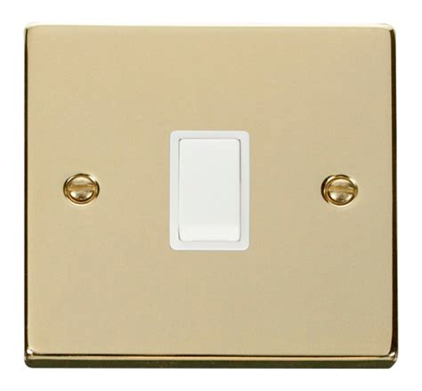 Click Deco Victorian Polished Brass 20a Double Pole Switch With White