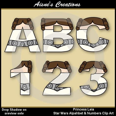 Princess Leia Star Wars Alphabet Letters And Numbers Clip Art Graphics