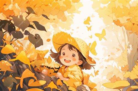 Premium Ai Image Anime Girl In Yellow Raincoat And Hat Standing In A