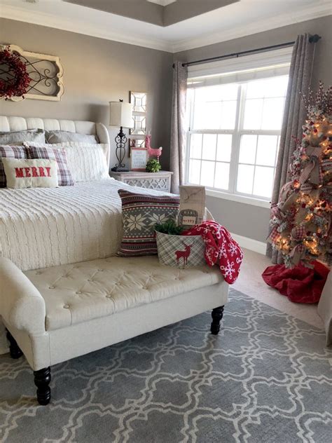 Gray and navy master bedroom ideas with oriental art. 4 ideas on how to add Christmas decor to your master ...