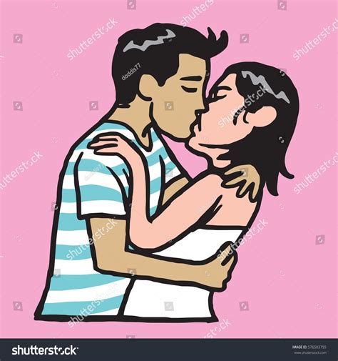 Kissing Couple Love Cartoon Vector Illustration Stock Vector Royalty Free 576503755 Shutterstock