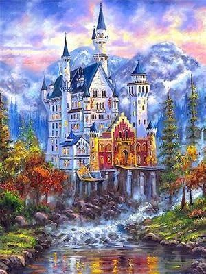 Die bilder setzen nicht mehr auf die perfekte wiedergabe. Ölgemälde Stile Vol Eckig Strasssteine Schloss 5D Diamond ...