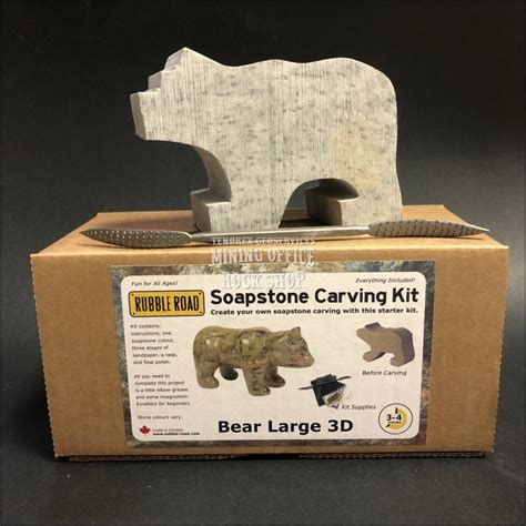 Bear Soapstone Carving Kit Tenorex Geoservices Mining Office And Rock Shop