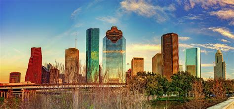 Houston Texas Panoramic Skyline At Sunset Photograph By Gregory Ballos