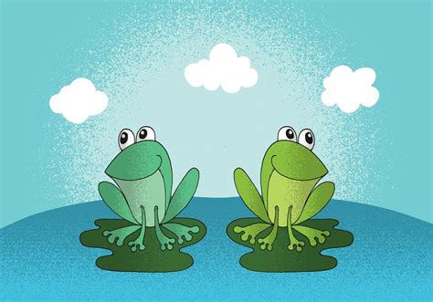 Happy Frogs Vector Cartoon Posters Cartoon Frog