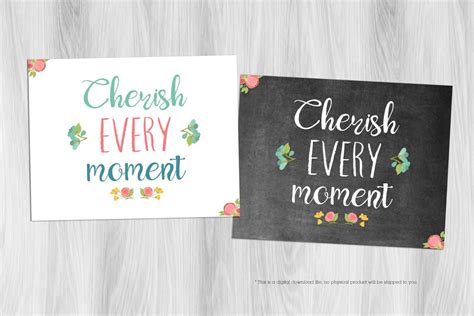 Cherish Word Art Printablecherish Every Moment Digital Print Etsy