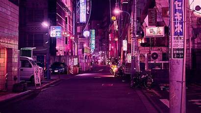 Neon Night Street Tokyo Purple Anime Zero