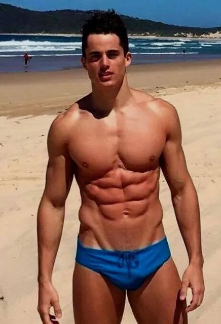 Shirtless Athletic Ripped Male Speedo Beach Hunk Jock Beefcake Photo
