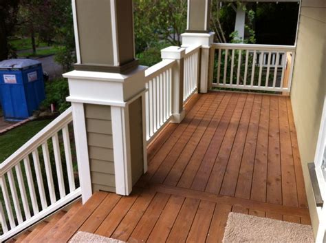 Maybe you would like to learn more about one of these? Stained cedar decking with wood railing. Idea for the ...