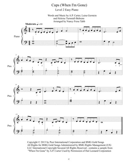 Cups When I M Gone Easy Piano Solo Free Music Sheet