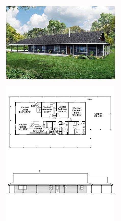 Ranch Style House Plan 60952 With 3 Bed 2 Bath 2 Car Garage Metal