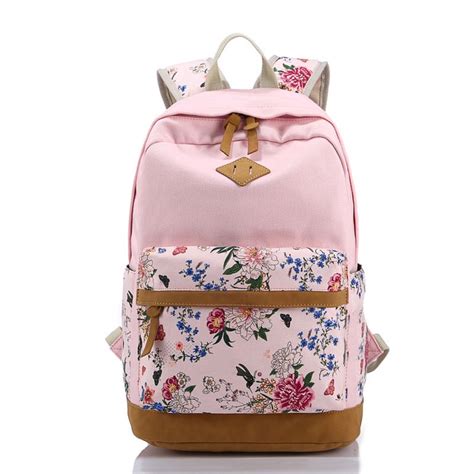 2016 Brand Quality Floral Canvas Bag Backpack School For Teenager Girl