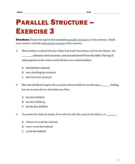 Parallel Sentence Structure Worksheets With Answers Photos