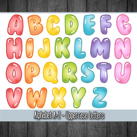 Cute, fun whimsical hand drawn bubble letters alphabet font png instant download, sublimation, clipart, digital graphic, design elements. Printable Digital Alphabet Letters Bubble Letters Puff ...