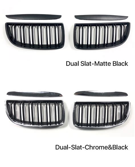 Front Bumper Kidney Sport Grill Double Slat Gloss Black For Bmw 3