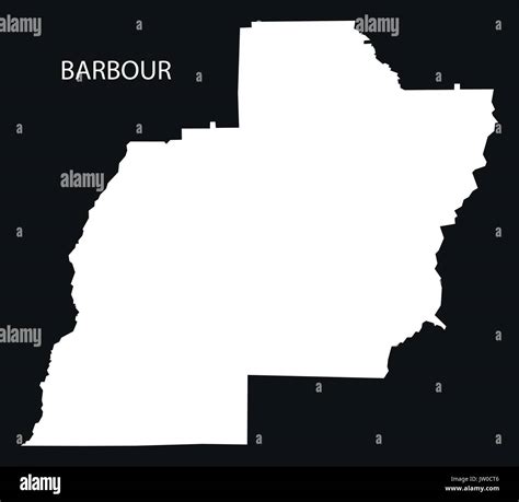 Barbour County Map Of Alabama Usa Black Inverted Illustration Stock