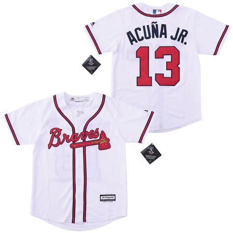 Braves 13 Ronald Acuna Jr White Youth Cool Base Jersey
