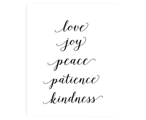Love Joy Peace Patience Kindness Art Print 8x10 Inches Etsy