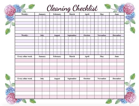 Blank Regular Cleaning Checklist Free Printable Cleaning Checklists
